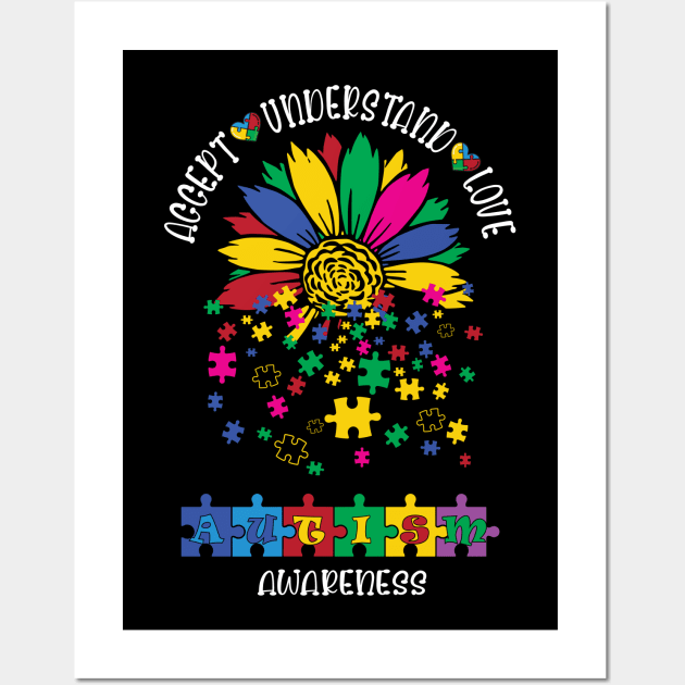 Daisy Autism Awareness Accept Understand Love Wall Art by sufian